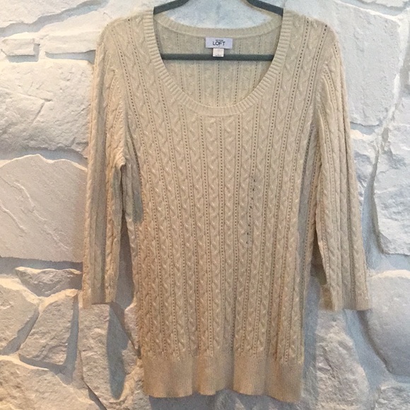 Ann Taylor Tops - New Ann Taylor Knit Cream 3/4 Sleeved Top